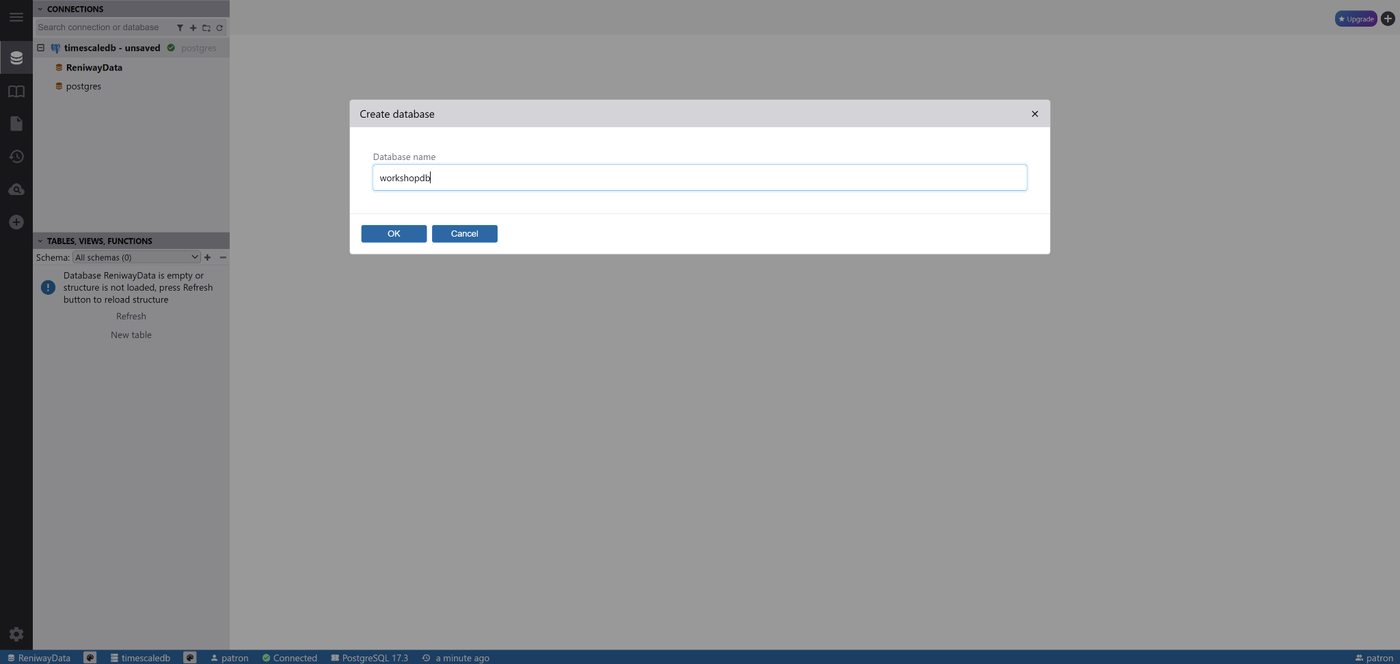 Create database in DBGate