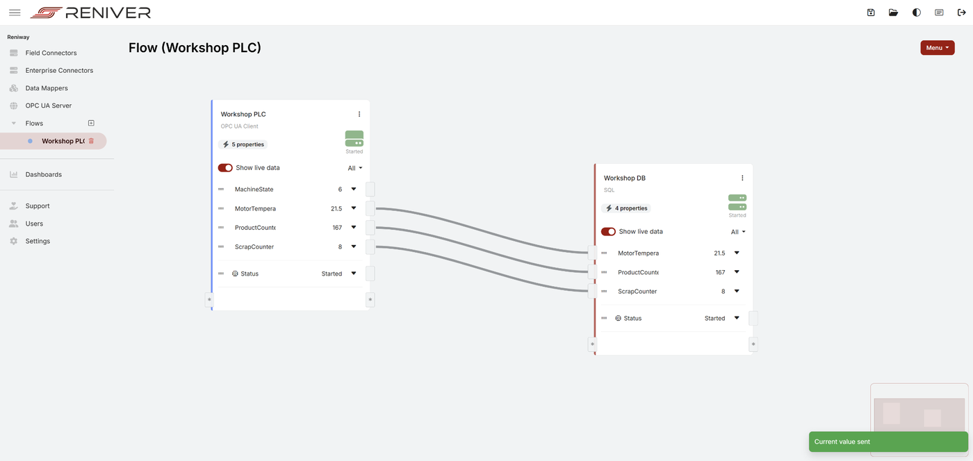 Flow with direct property connections