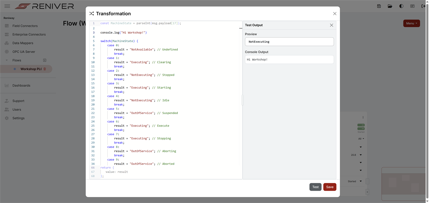 Data Mapper transformation editor