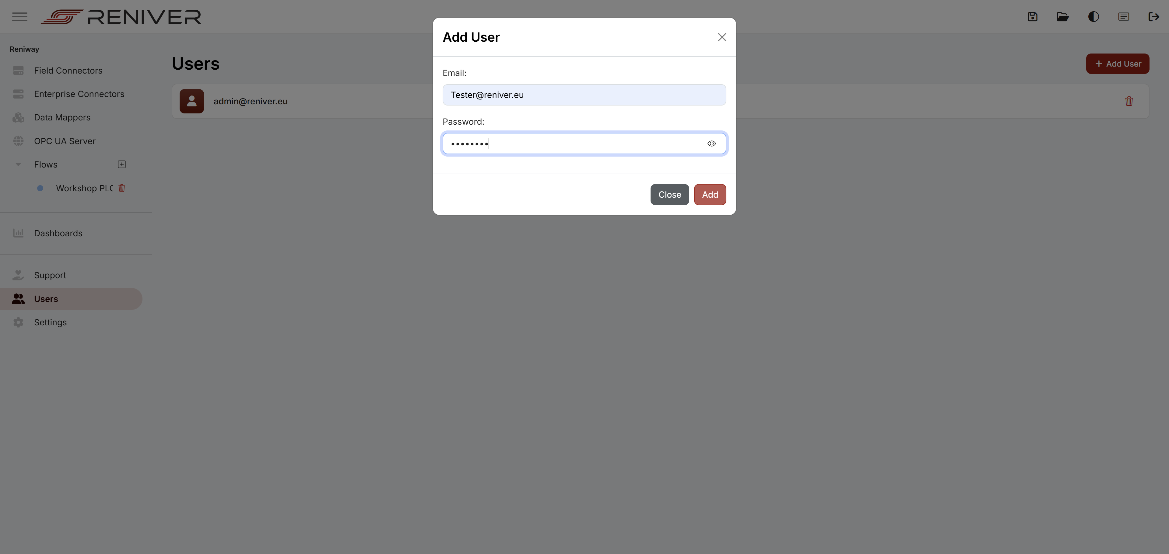 Add user dialog