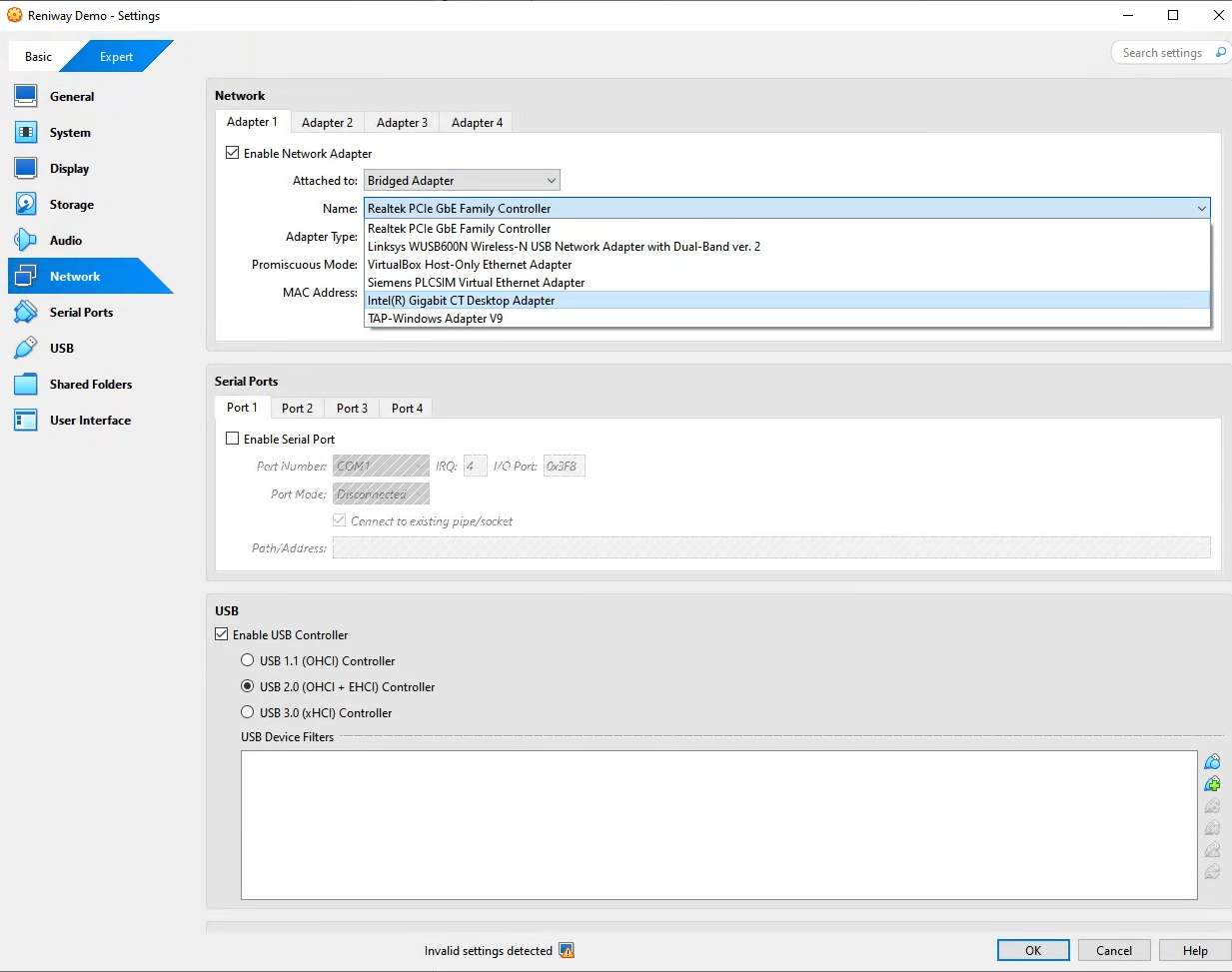 Configuring the VM network adapter as a bridged adapter
