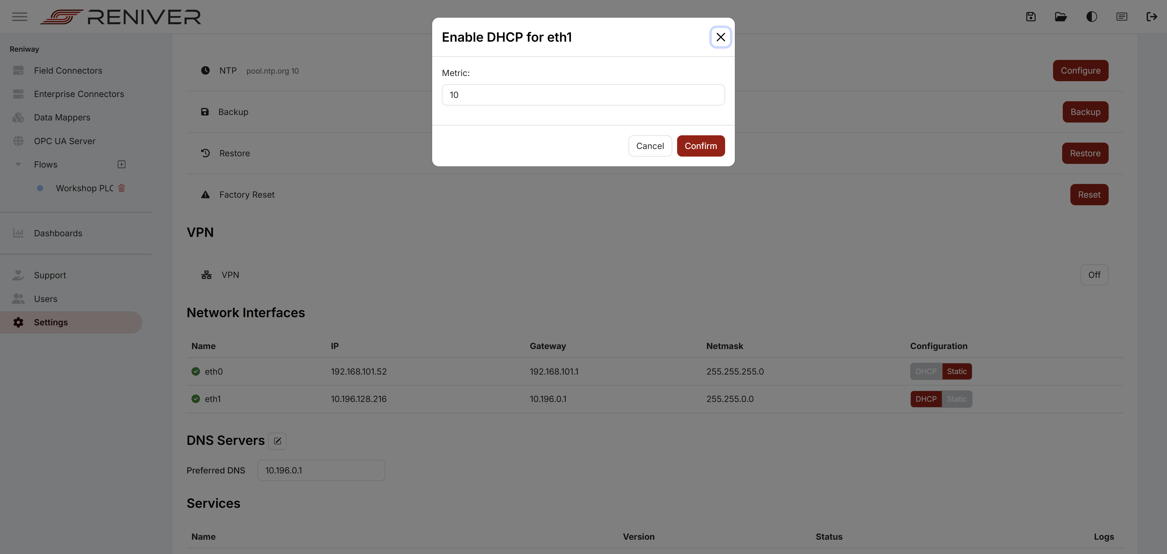 DHCP network configuration