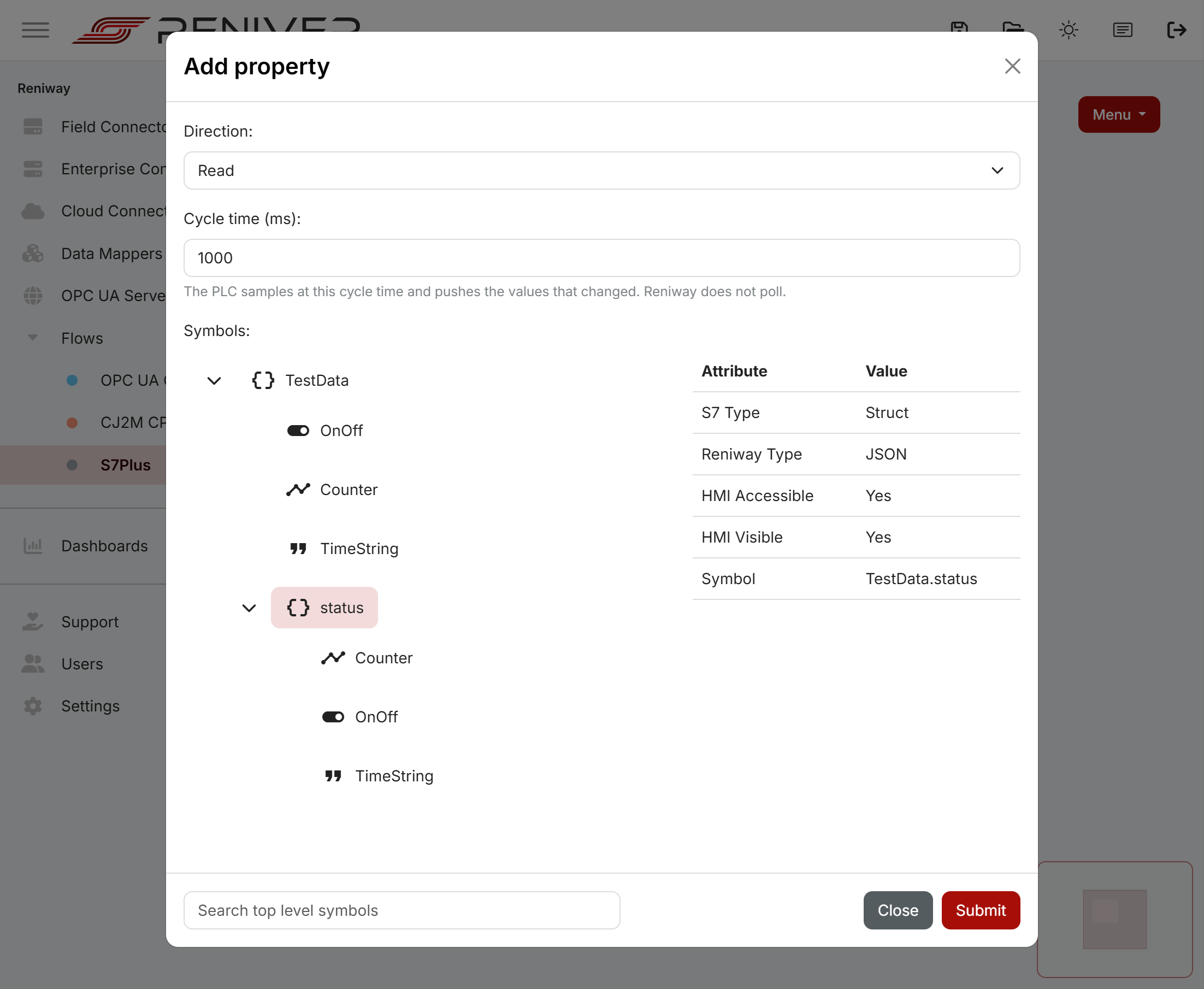 Browsing symbols when adding a property